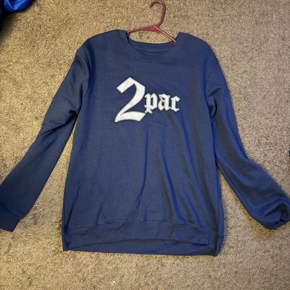 2pac Men's Blue Graphic Sweater